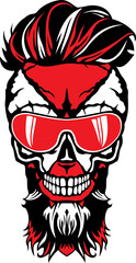 Tête de mort à barbe hipster skull et crane barbu lunette de soleil