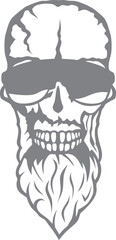 Tête de mort à barbe hipster skull et crane barbu lunette de soleil