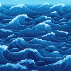 Vibrant blue ocean waves create a dynamic and serene seascape, capturing the beauty of nature's rhythm.