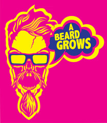 Tête de mort moustache et barbe hipster skull moustachu crane barbu citation lunette