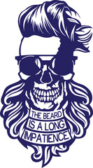 Tête de mort barbe hipster skull barbu slogan citation lunette de soleil