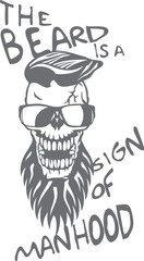 Tête de mort barbe hipster skull barbu lunette de soleil slogan citation