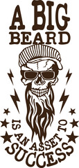 Tête de mort barbe hipster skull barbu crane lunette et casquette