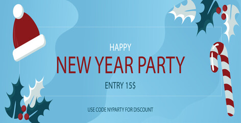 Simple New Year Party Invitation with Blue Background