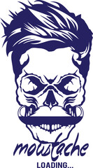 Tête de mort moustache hipster skull moustachu crane coiffure