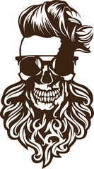 Tête de mort moustache hipster skull moustachu crane barbu barbe lunette de soleil