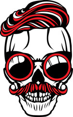 Tête de mort moustache hipster skull crane moustachu lunette de soleil ronde