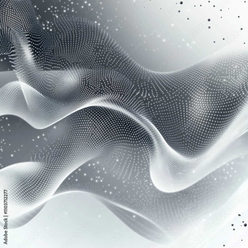 Poster a mesmerizing abstract composition featuring swirling white and gray patterns with dotted textures, 