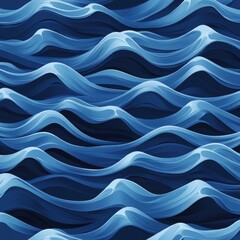 Fototapeta premium Abstract waves in various shades of blue create a soothing oceanic pattern.