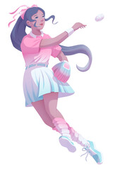 A girl is playing tennis