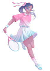 A girl is playing tennis