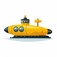 Yellow Submarine Icon in a Flat Design Style, Perfect for Underwater Exploration, Marine Adventures, or Nautical-Themed Projects, Vector Illustration