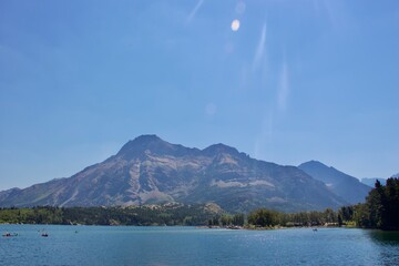 Mountains behind a lake 