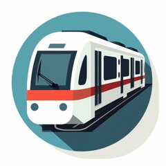 Modern Train Illustration on Circular Background, Featuring a Sleek Design with Bold Colors Perfect for Transportation or Travel-Themed Projects