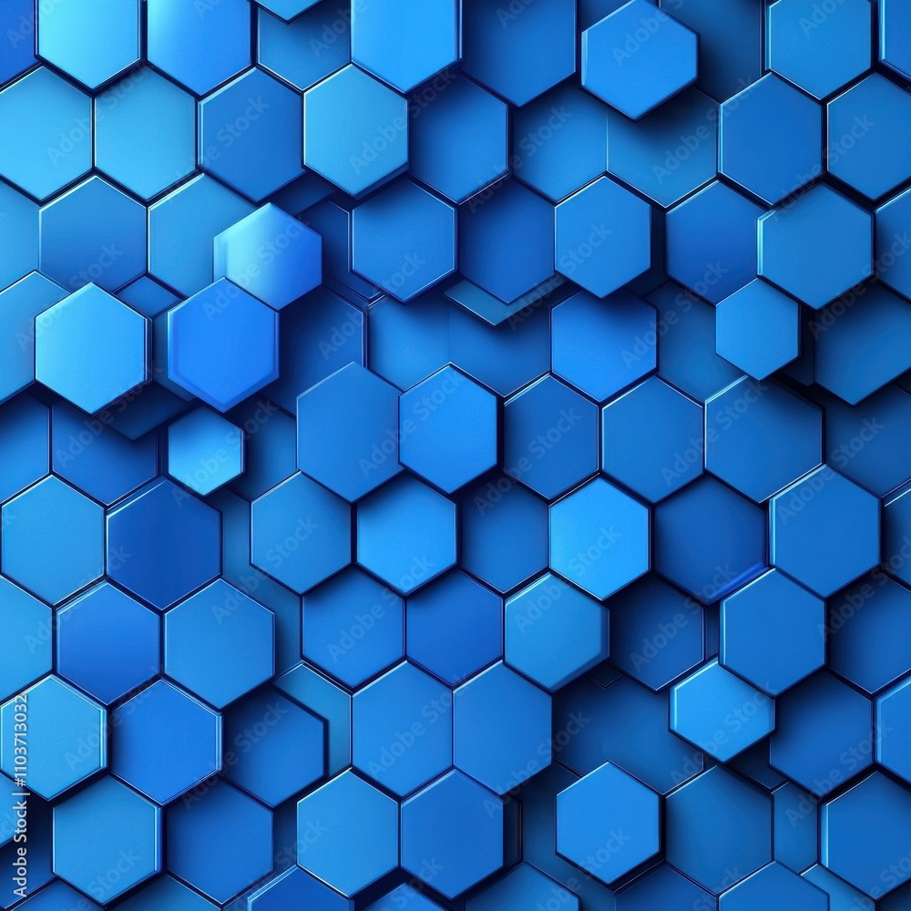 Poster an abstract pattern of blue hexagons creates a modern and dynamic background, reflecting light and d