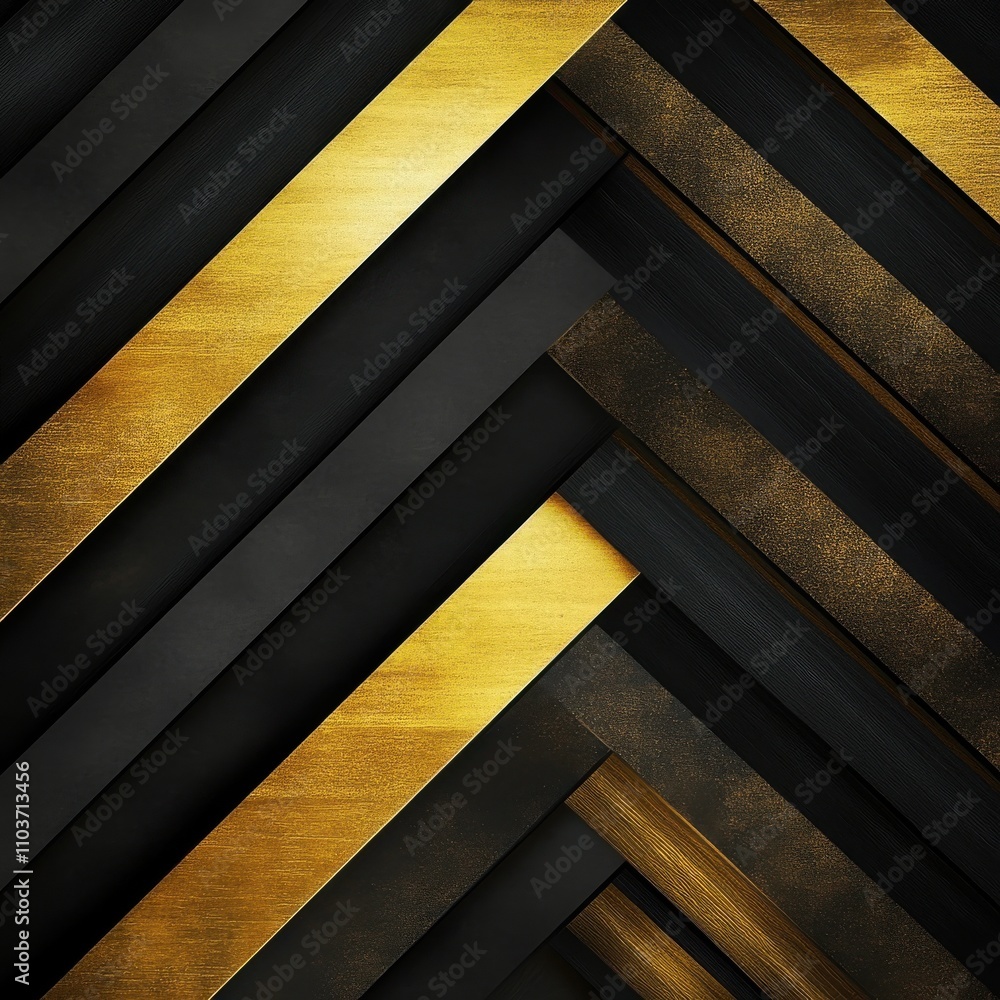 Poster an elegant arrangement of black and gold geometric lines creating a modern abstract pattern.