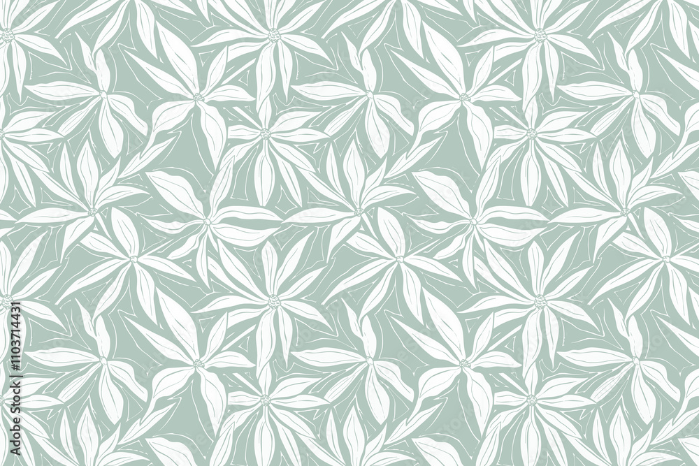 Poster toile pattern tapestry. linocut print. monochrome botanical pattern background. created with generat