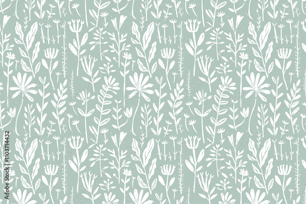Poster toile pattern tapestry. linocut print. monochrome botanical pattern background. created with generat