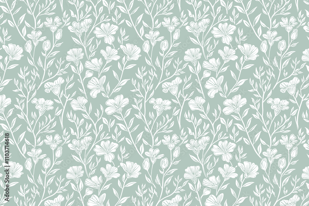 Poster toile pattern tapestry. linocut print. monochrome botanical pattern background. created with generat