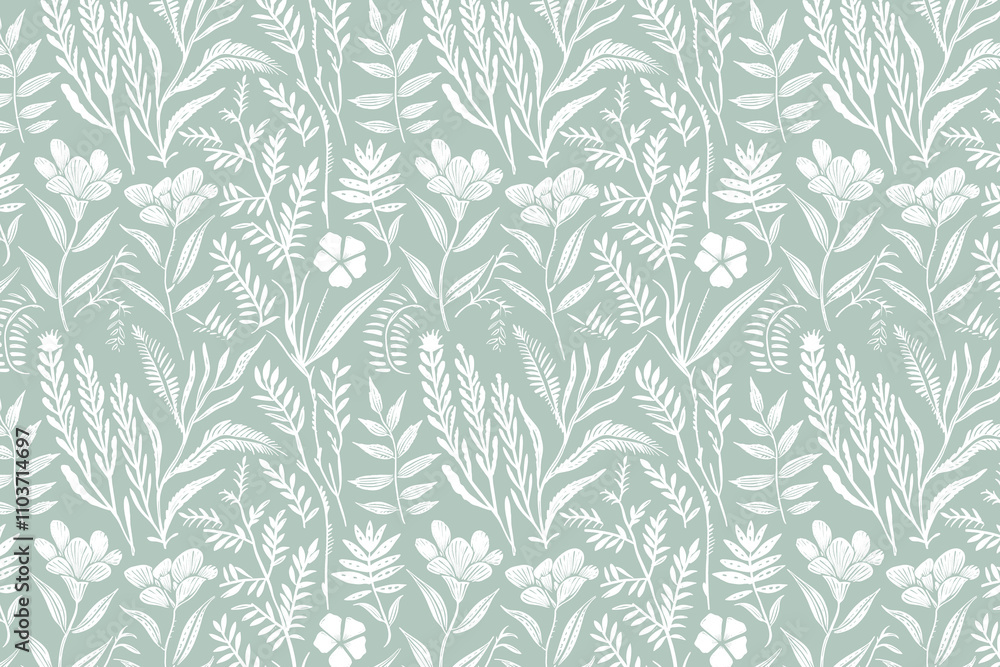 Poster toile pattern tapestry. linocut print. monochrome botanical pattern background. created with generat