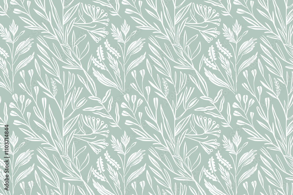 Poster toile pattern tapestry. linocut print. monochrome botanical pattern background. created with generat