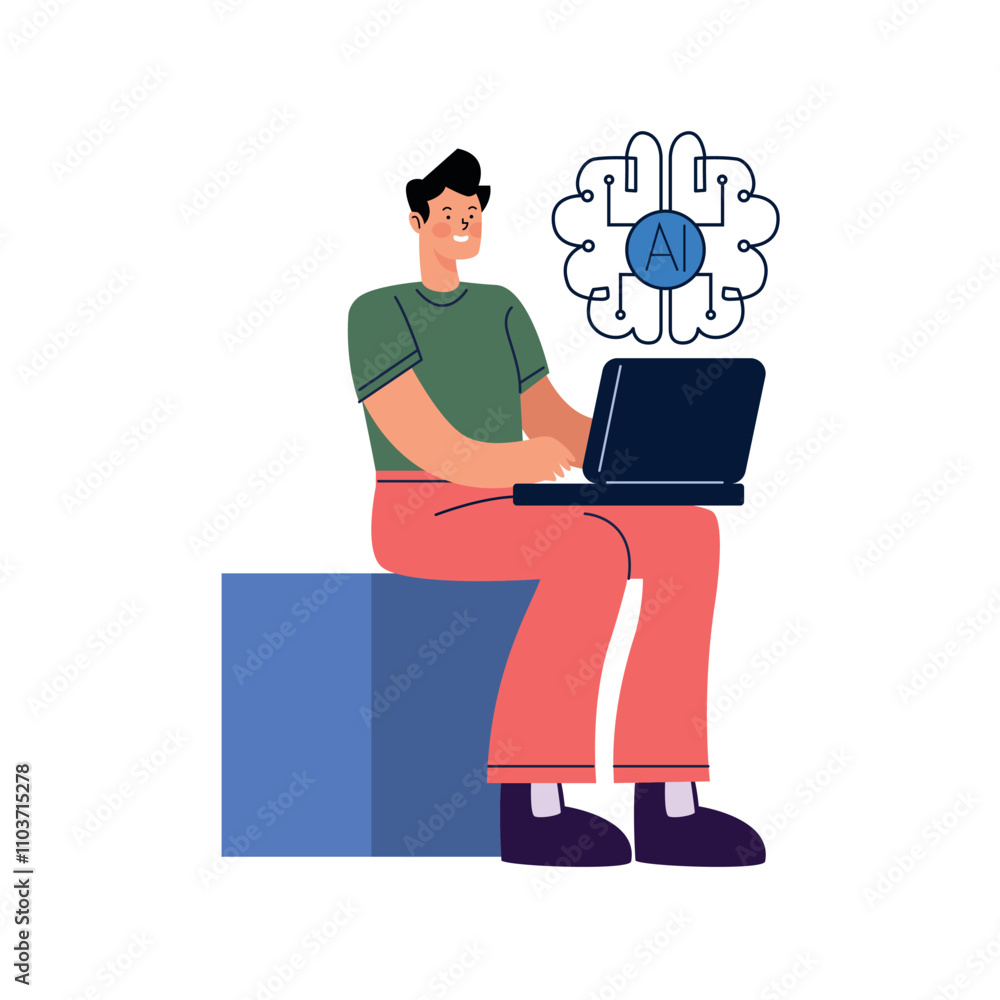 Poster man working ai in engineering