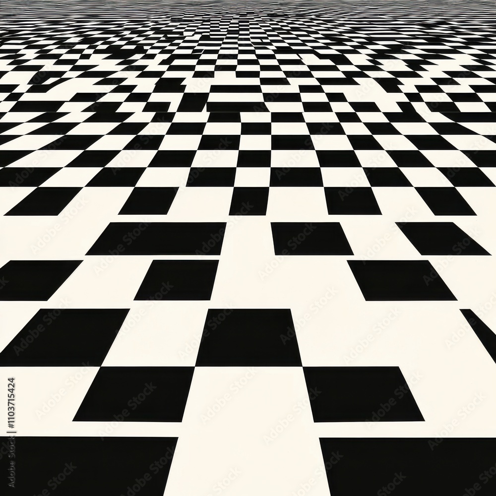 Poster a captivating black and white checkerboard pattern creates a sense of depth and movement across the 