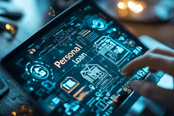 Ai generates personal loan insights digital finance technology home office close-up future of banking