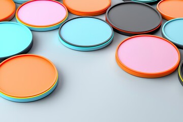 Modern futuristic design, overlapping circles with neon edges, 3D illustration