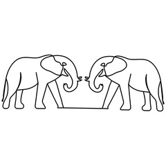 Elephant  single line art, continuous one line drawing of  Isolated outline vector icon 