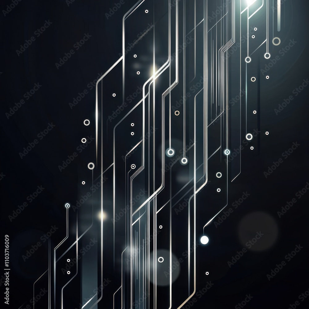 Poster abstract lines and circuits against a dark background, creating a modern, tech-inspired ambiance.