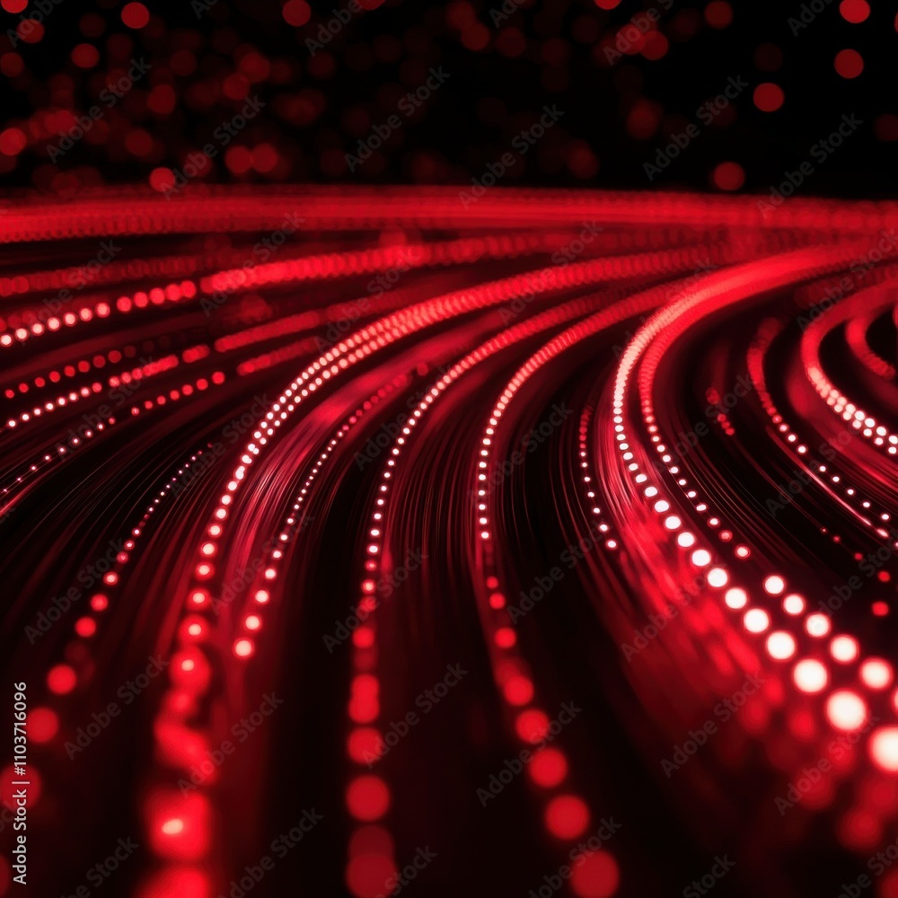 Poster abstract digital background featuring vibrant red lights creating dynamic wave patterns.