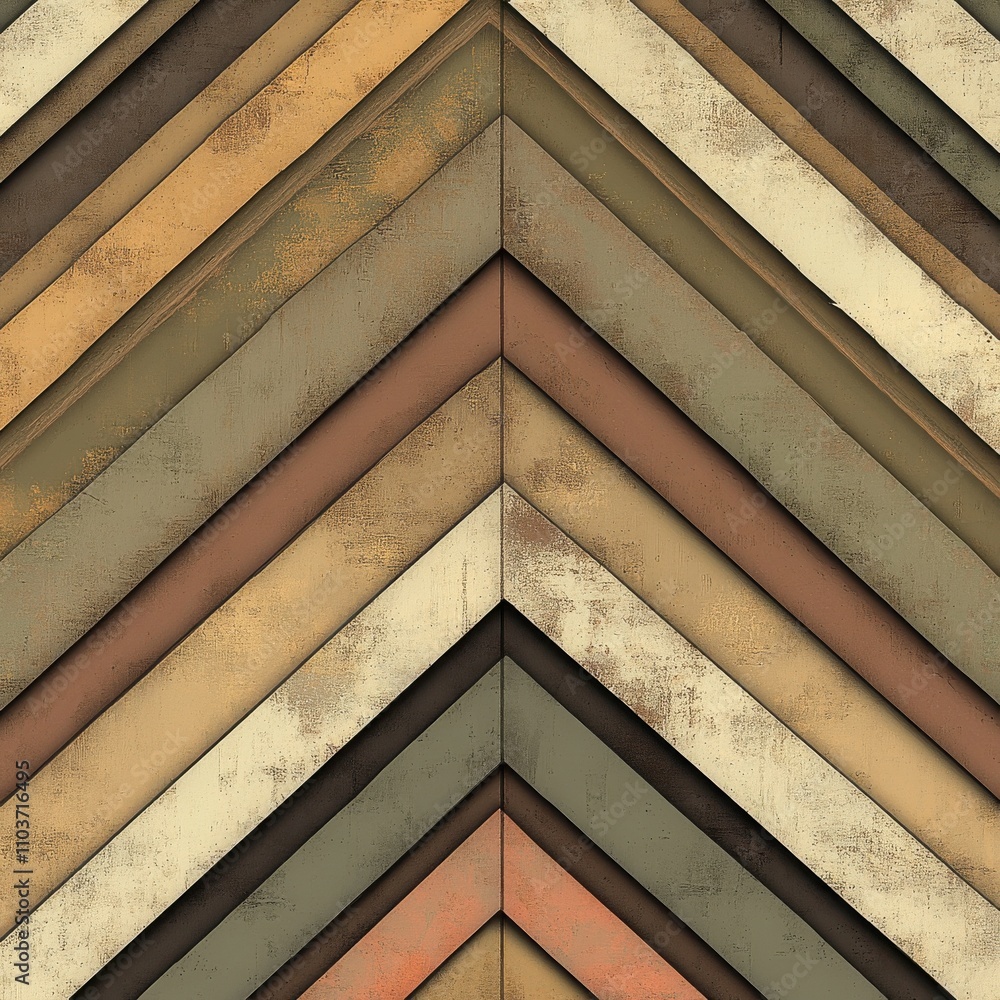 Poster Abstract patterns of overlapping chevron lines in earth tones create a modern and stylish backdrop.