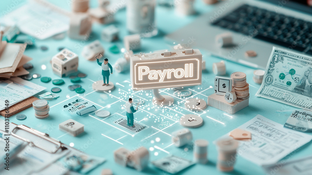 Poster ai-generated payroll management system overview office setting digital artwork modern environment is