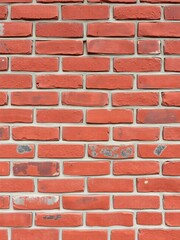 Obraz premium close-up of weathered red brick wall with rough textures, urban, weathered