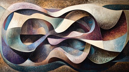 Abstract Curved Lines and Shapes with Dynamic Arrangement in Artistic Composition