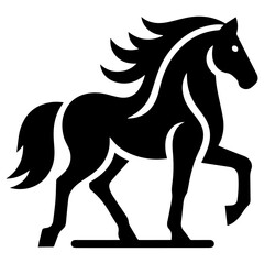 Black and white horse vector illustration.