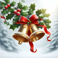 christmas bells with holly