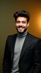 Fototapeta premium Portrait of Stylish Man with Elegant Smile in Suit