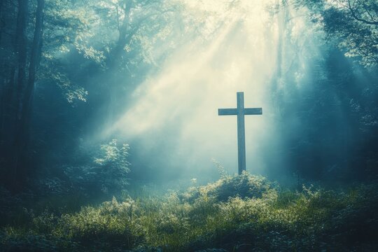 Scripture reference God remains constant throughout time Hebrews 13 8 Set against a foggy forest backdrop symbolizing faith in God