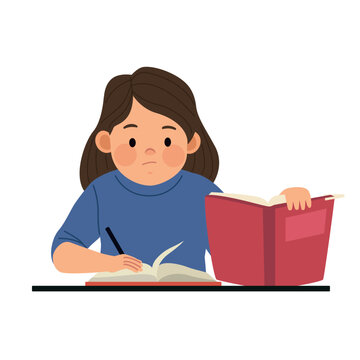 girl doing task on desk