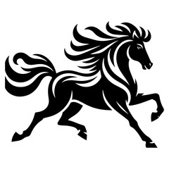 Running horse silhouette isolated on white