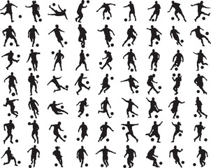 Black silhouettes of football players 