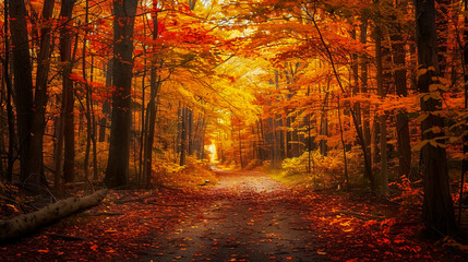 Trail through a beautiful autumn forest