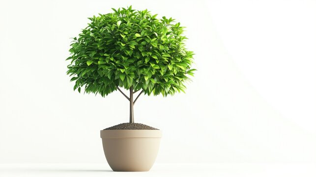 Lush green tree in a beige pot with abundant leaves and sturdy branches symbolizing prosperity, growth, and the benefits of wise investments.