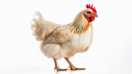 Fototapeta premium Industrial Cross Chicken on White Background: Detailed Close-Up of Poultry in a Clean Setting