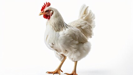 Fototapeta premium Industrial Cross Chicken on White Background: Detailed Close-Up of Poultry in a Clean Setting