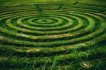 Large straight maze of green grass