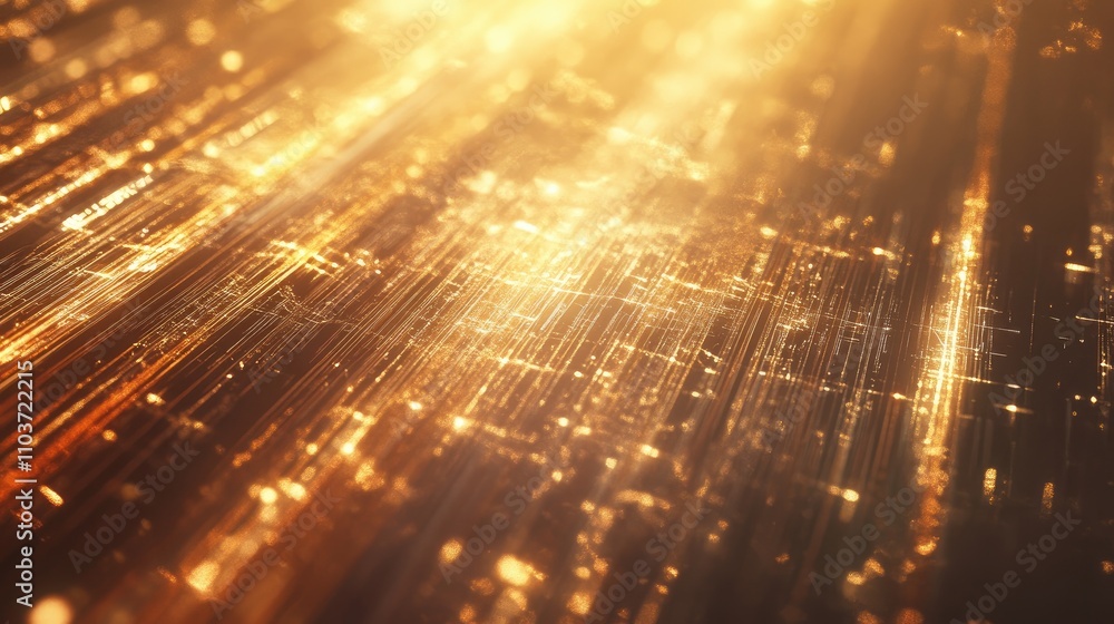 Poster futuristic abstract background with glowing light rays and shimmering particles creating a technolog