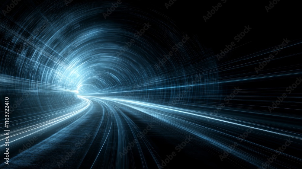 Poster dynamic light trails illuminate a tunnel, stunning display of color and motion in long exposure phot